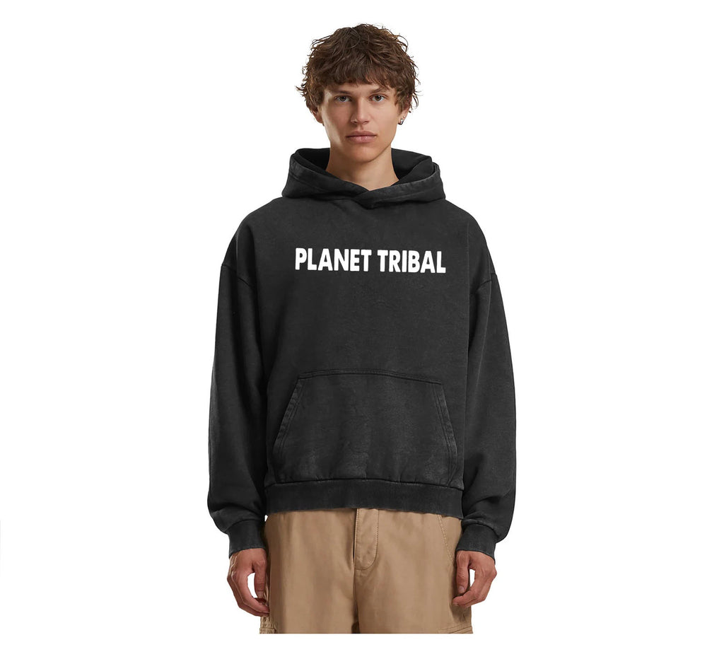 Acid Wash OV Astro Hoodie - Black Rock