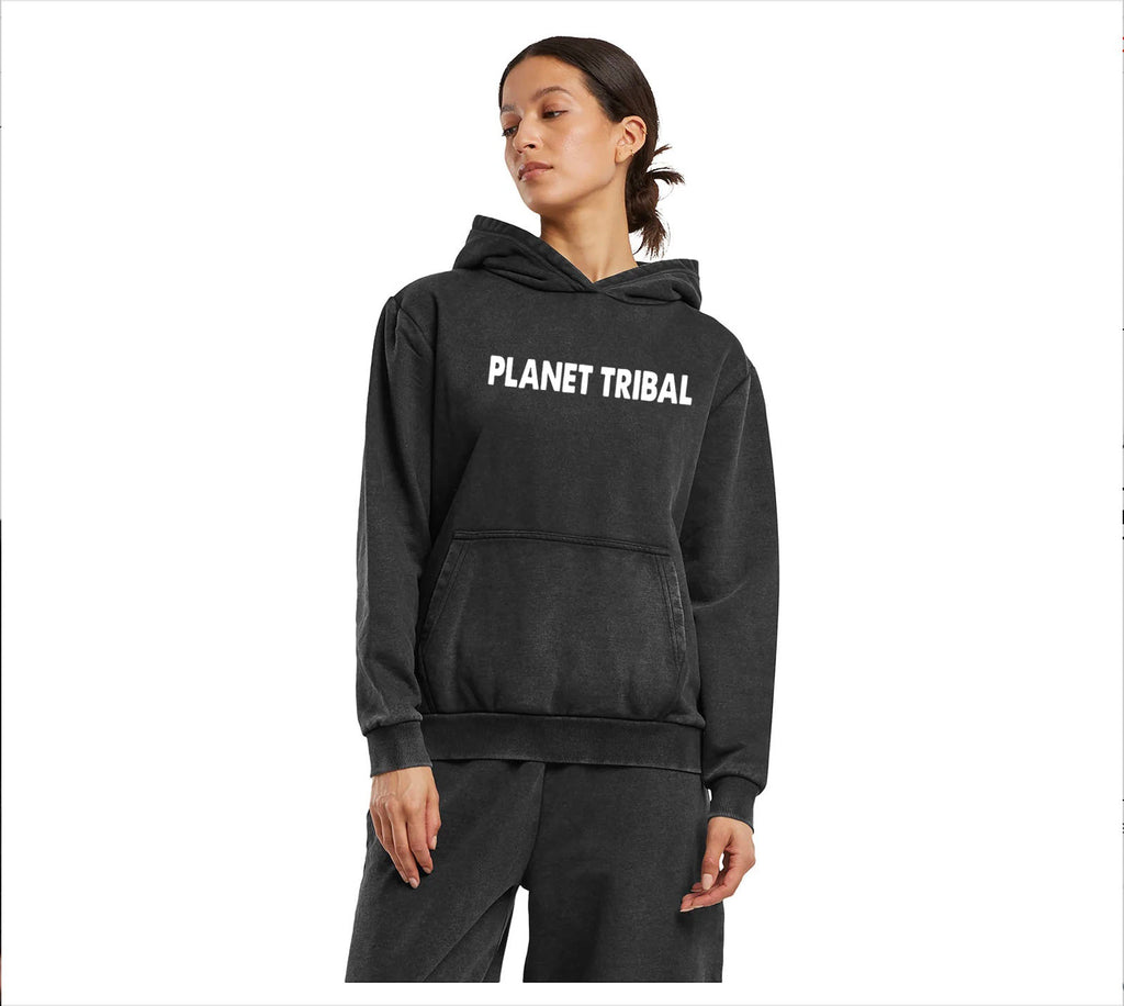 Acid Wash OV Astro Hoodie - Black Rock