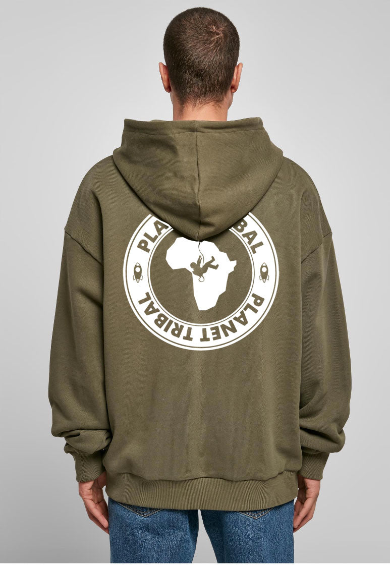 Khaki Unisex Astro Hoodie – Small Chest font - Large Back Logo